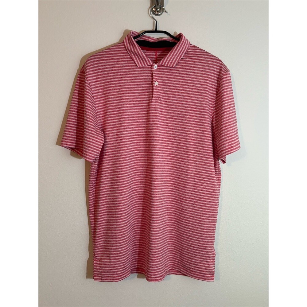 Nike Tiger Woods TW Golf Polo Shirt Mens M Red White Striped Dri-FIT